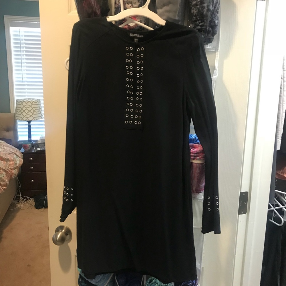 Express long sleeve black dress